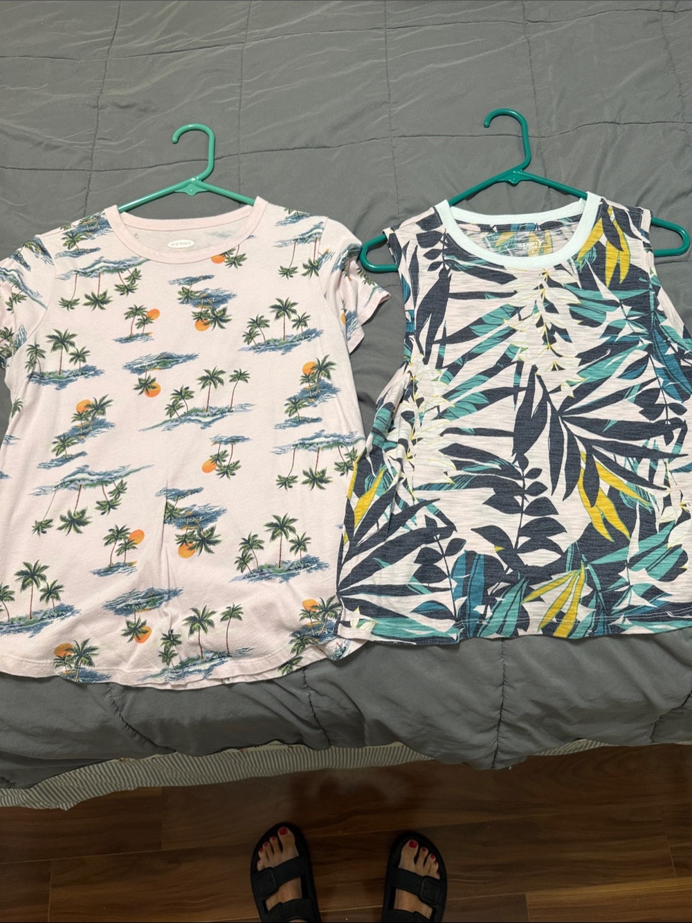 Tropical Print Tops - Pink & Teal